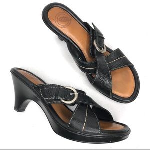 Nurture Serra Black Slip-On Strappy Heeled Sandals